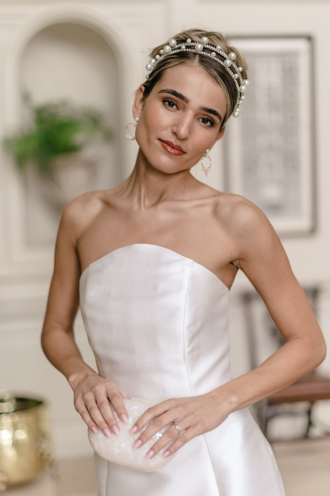 pearl headband wedding