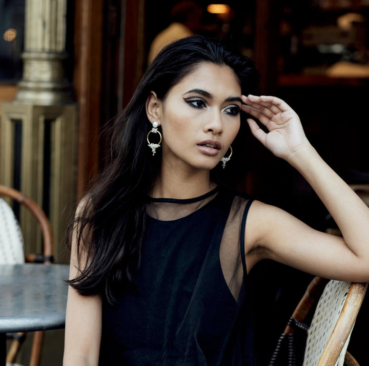 Seed and Baroque Pearl Mid Hoops - A Stór