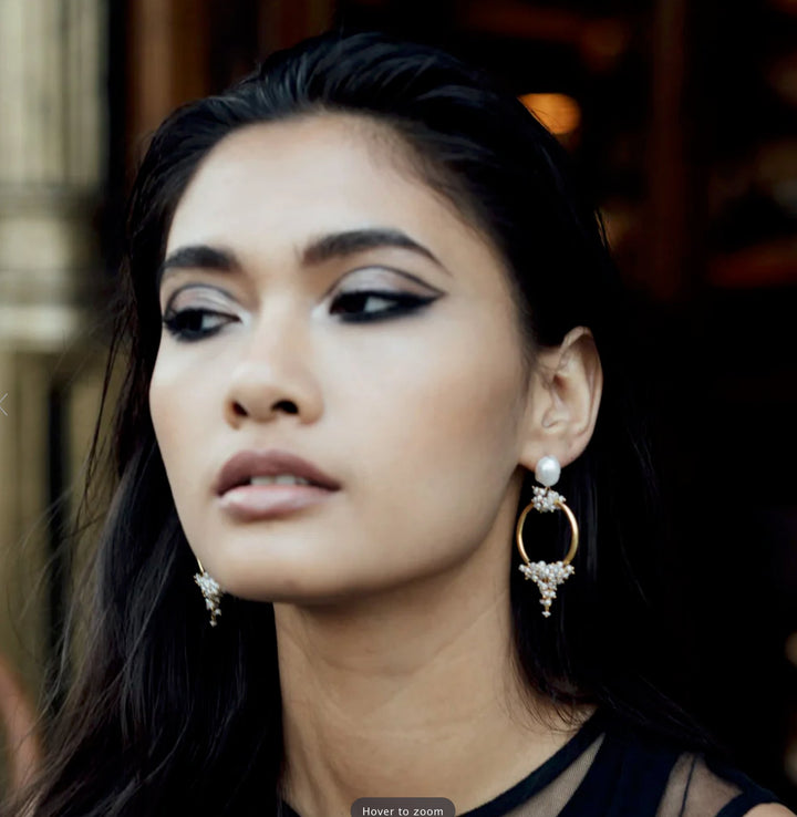 Seed and Baroque Pearl Mid Hoops - A Stór
