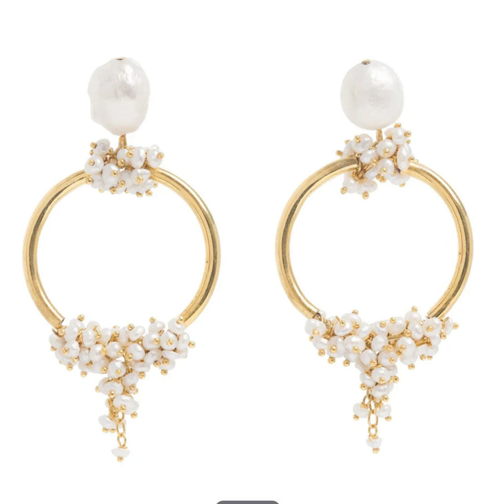 Seed and Baroque Pearl Mid Hoops - A Stór