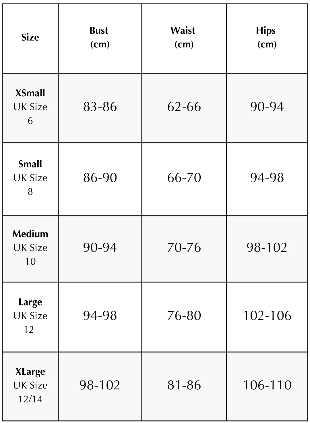 Size Chart for Adelle Bridal Robe - A Stór